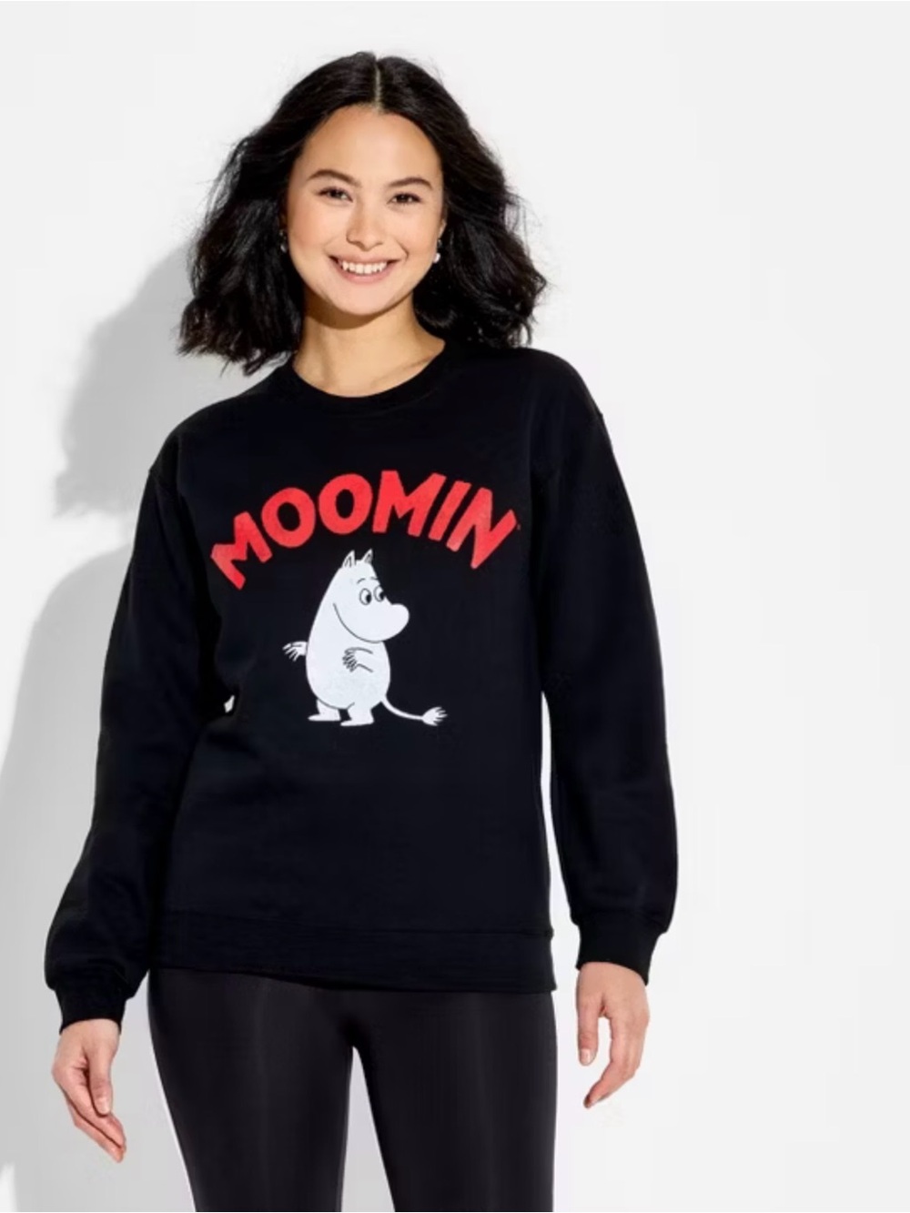 Moomin Black Graphic Crewneck Sweatshirt